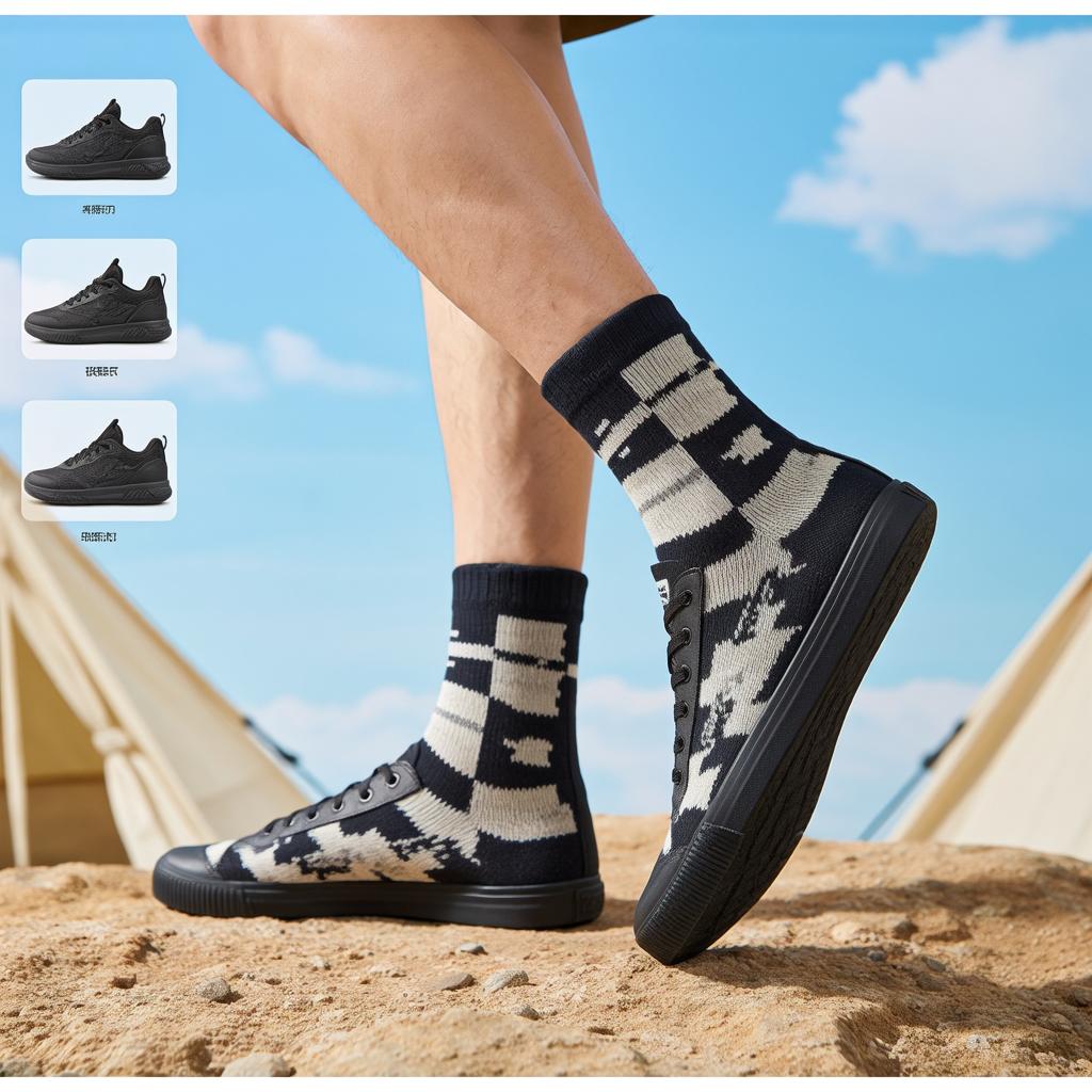 废土猎人纯棉男士运动白袜 吸汗防臭专业运动袜子